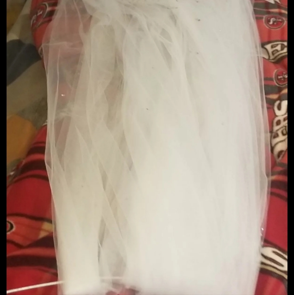 Womens Wedding Dress and Cathedral Veil
